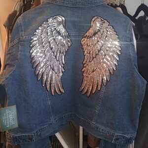 Abbott Elementary Denim Jean Jacket with Added Sequin Angel Wings